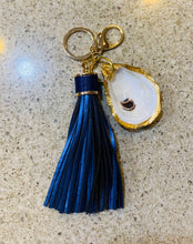 Load image into Gallery viewer, Glamorous 7" hand painted oyster shell with leather tassel