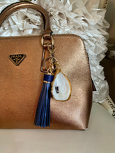 Load image into Gallery viewer, Glamorous 7" hand painted oyster shell with leather tassel