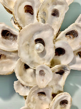 Load image into Gallery viewer, Oyster Shell Cross with a pearl handmade with love in Charleston