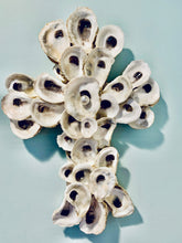 Load image into Gallery viewer, Oyster Shell Cross with a pearl handmade with love in Charleston