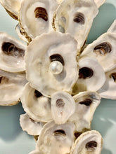 Load image into Gallery viewer, Oyster Shell Cross with a pearl handmade with love in Charleston
